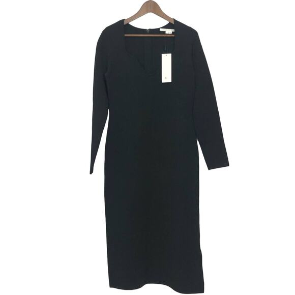 Veronica Beard  Womens Long Sleeve Imka Knit Midi Dress Black Size L - Picture 2 of 8